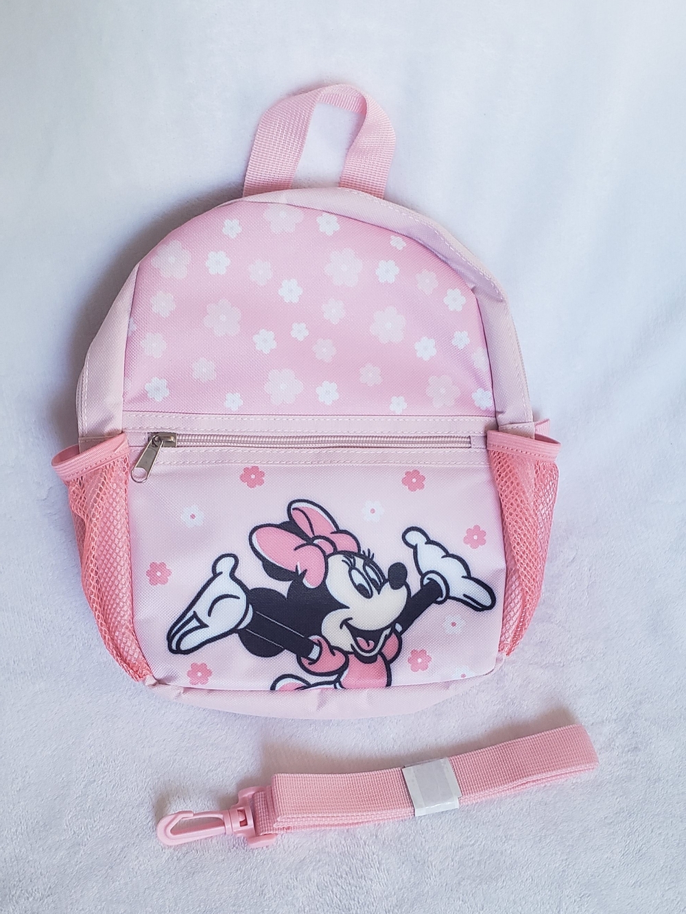 Disney Pink Minnie Mouse Floral Kids Backpack with Detachable Strap